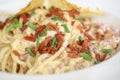 Spaghetti Carbonara with bacon and cheese