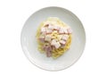 Spaghetti Carbonara with bacon isolated on white background Royalty Free Stock Photo