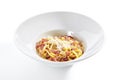 Spaghetti Carbonara with Grated Parmesan and Bacon Royalty Free Stock Photo