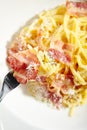 Spaghetti Carbonara with Grated Parmesan Cheese Royalty Free Stock Photo