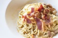 Spaghetti carbonara ham Royalty Free Stock Photo
