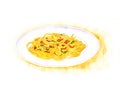 Spaghetti carbonara painting by watercolor