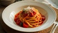 spaghetti carbonara on a white plate