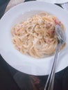 spaghetti carbonara special Royalty Free Stock Photo