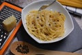 Spaghetti cheese and pepper pasta cacio e pepe classic italian dish
