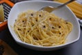 Spaghetti cheese and pepper pasta cacio e pepe classic italian dish