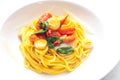 spaghetti with chilli tomatoes and spinach Royalty Free Stock Photo