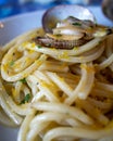 Spaghetti with clams close up Royalty Free Stock Photo
