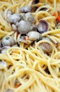 Spaghetti and clams closeup Royalty Free Stock Photo