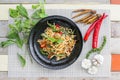 Spaghetti with clams, fried with chili paste