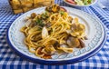 Spaghetti with Clams in Olive Oil and Tomato Sauce