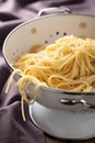 Spaghetti in colander