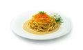 Spaghetti Cream Sauce with Tobiko Shrimp Roe Royalty Free Stock Photo