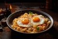 spaghetti del poverello (Poor Man\'s Spaghetti) was Italian spaghetti pasta mixed with fried egg and cheese and