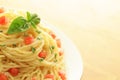 Spaghetti dish with copy space Royalty Free Stock Photo