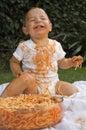 Spaghetti Eating Mess Royalty Free Stock Photo
