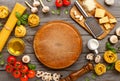 Spaghetti and fettuccine with ingredients for cooking pasta Royalty Free Stock Photo