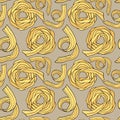 Spaghetti fettuccine pattern. Seamless pasta background. Italian food design.