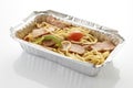 Spaghetti in Foil box food Royalty Free Stock Photo