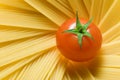 Spaghetti and a fresh tomato Royalty Free Stock Photo