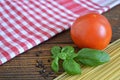 Spaghetti, fresh tomato and basil Royalty Free Stock Photo