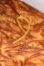 Close-up of spaghetti frittata