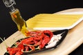 Spaghetti with garlic, oil and chilli Royalty Free Stock Photo