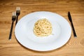 Spaghetti with garlic, oil and hot peppers Royalty Free Stock Photo