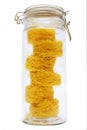 Spaghetti in glass jar Royalty Free Stock Photo