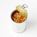 Spaghetti hoops. Conceptual image Royalty Free Stock Photo