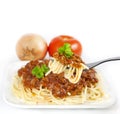 Spaghetti and ingredients Royalty Free Stock Photo