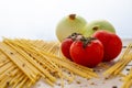 Spaghetti ingredients sals tomatoes  and spice Royalty Free Stock Photo