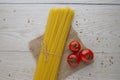 Spaghetti ingredients sals tomatoes  and spice Royalty Free Stock Photo