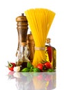 Spaghetti and Italian Cuisine Food on White Background
