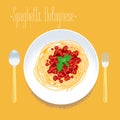 Spaghetti, Italian pasta design element for menu, poster
