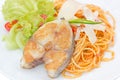 Spaghetti King mackerel, tomato sauce