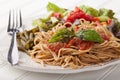 Spaghetti With Marinara Sauce with green beans Royalty Free Stock Photo