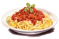 Cuisine spaghetti dinner italian pasta tomato sauce meal food plate Royalty Free Stock Photo