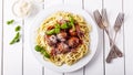 Spaghetti with meat balls tomato sauce Royalty Free Stock Photo