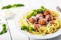 Spaghetti with meat balls tomato sauce Royalty Free Stock Photo