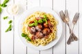 Spaghetti with meat balls tomato sauce Royalty Free Stock Photo