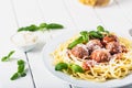 Spaghetti with meat balls tomato sauce Royalty Free Stock Photo