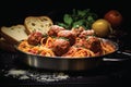 Italian Meatballs and spagetti dinner.GenerativeAI.