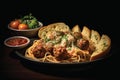 Italian Meatballs and spagetti dinner.GenerativeAI.