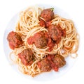 Spaghetti with Meatballs and Tomato Sauce (isolated on white) Royalty Free Stock Photo