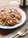 Spaghetti Meatballs in Tomato sauce with Parmesan Royalty Free Stock Photo