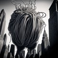 Spaghetti Monster Attacks, Generative AI Illustration