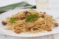 Spaghetti with mushrooms Royalty Free Stock Photo