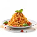 spaghetti napoli on white background 2