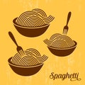 Spaghetti or noodle retro icons Royalty Free Stock Photo